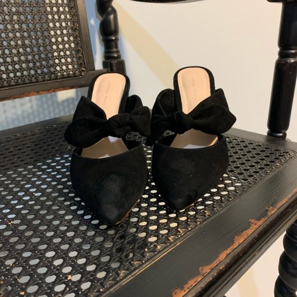LOEFFLER RANDALL Black Flora Suede Bow Mules 10 - Picture 5 of 5